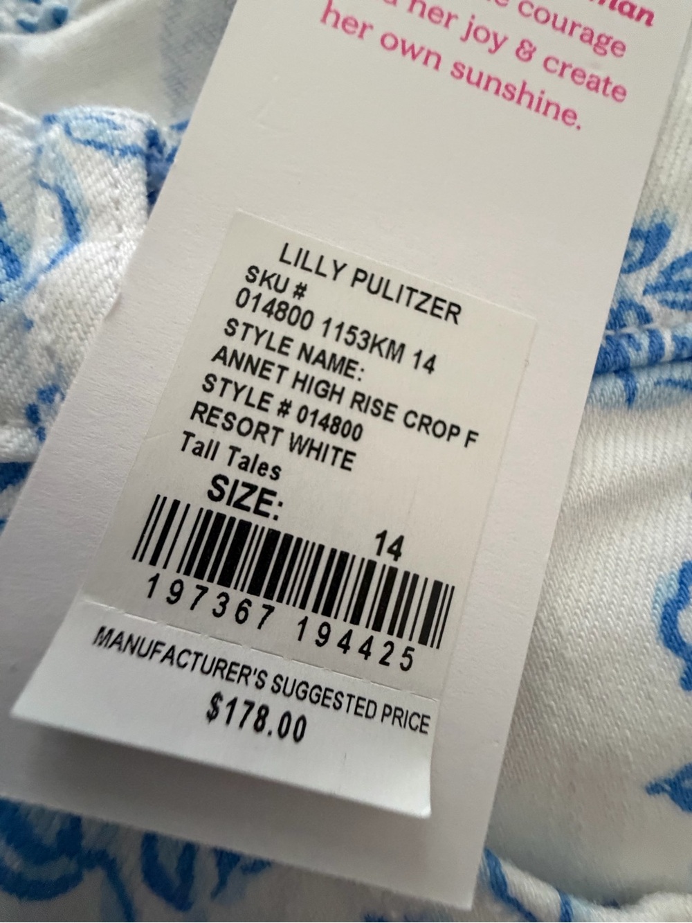 Lily Pulitzer Women's White Jeans with Blue Floral Print - Picture 3 of 3